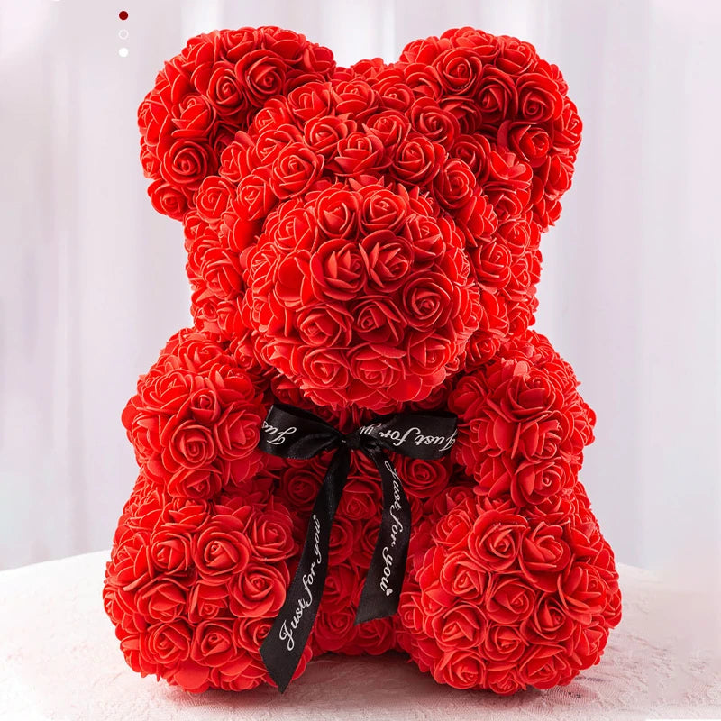 Rose Bear With Box Lights